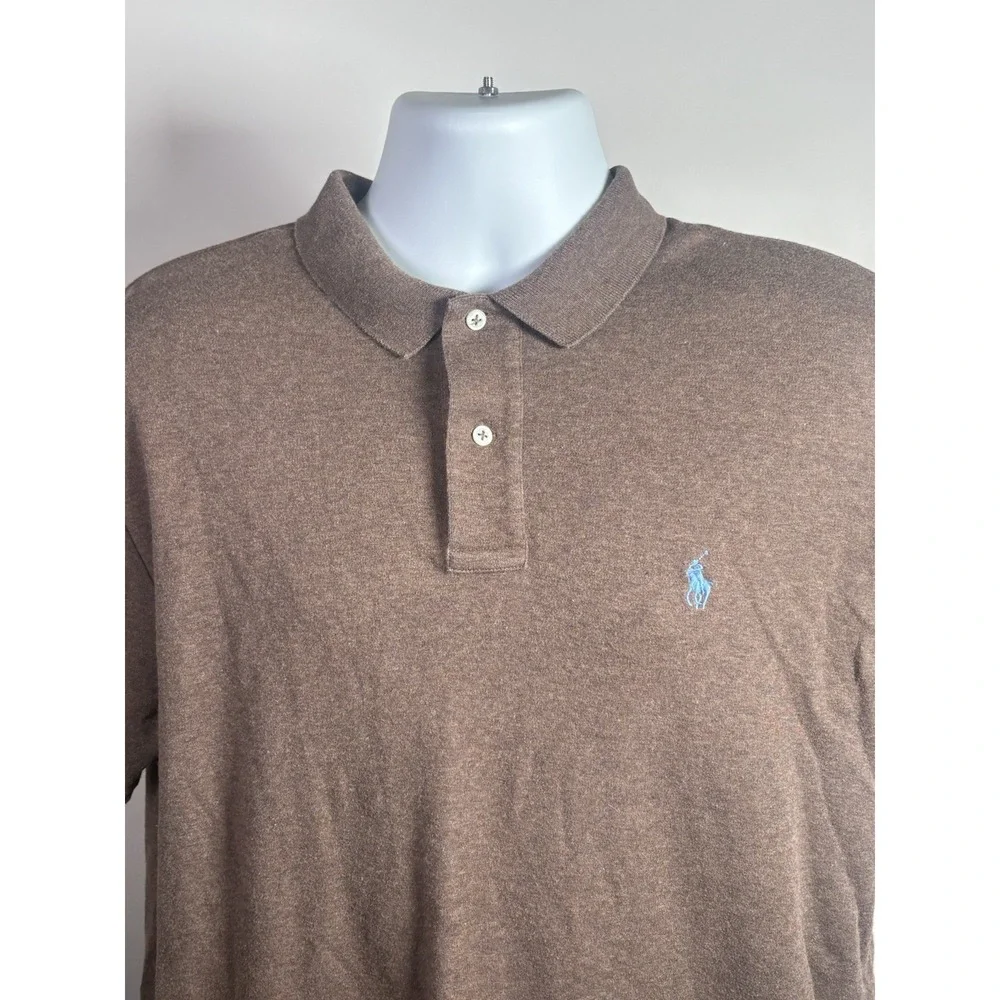 Polo Ralph Lauren Mens Large Brown Heathered Short Sleeve Cotton Polo Shirt L